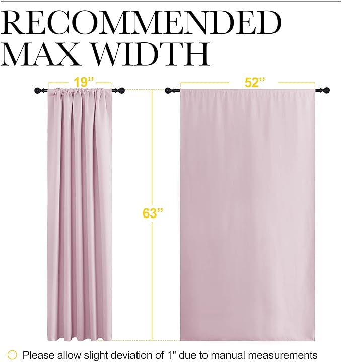 NICETOWN Room Darkening Curtains and Drapes - Thermal Insulated Rod Pocket Room Darkening Draperies for Dining Room (Lavender Pink, 2 Pieces, 52 inches Width by 63 inches Length) - Image 8