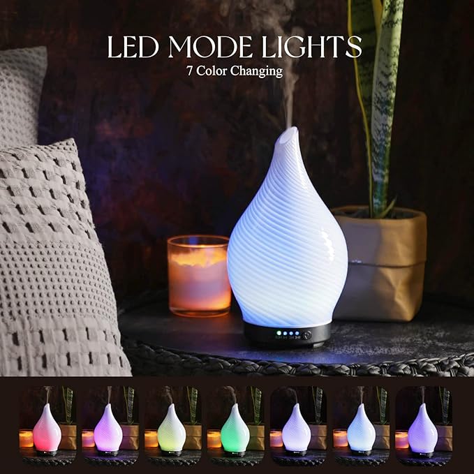 Porseme 150ml Essential Oil Diffuser Glass Color Changing Aroma Air Diffusers Aromatherapy Ultrasonic Cool Mist Humidifier 6 Running Hours Waterless Auto-Off for Sleeping Yoga Office Spa (Pure Purple) - Image 2
