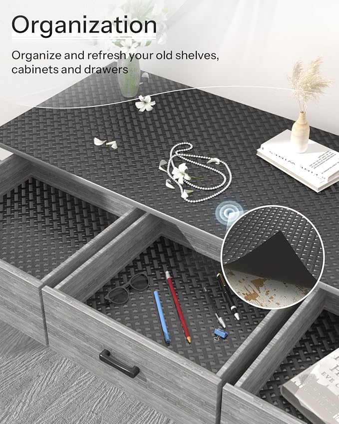 Shelf and Drawer Liner for Kitchen Cabinet, Non-Adhesive 12in x 120in Waterproof Contact Paper Refrigerator Liners Thickened Durable EVA Material Non Slip Mat for Dresser Cupboard Pantry Protector - Image 5