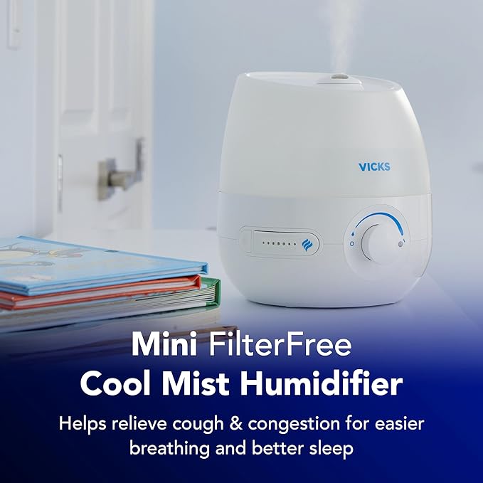 Vicks Mini Filter Free Cool Mist Humidifier, Small Room – Variable Mist Control – Works with Vicks VapoPads - Image 3