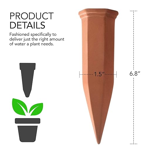 Modern Innovations Ceramic Terracotta Self Watering Spikes (4 Pack) Vacation Automatic Plant Waterer Devices, Indoor/Outdoor Planter Insert, Terra-Cotta Stakes for Potted Plants, Auto-Water System - Image 4