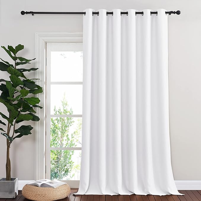 NICETOWN Sliding Door Curtain Window Treatment, Energy Smart Thermal Insulated Extra Wide Solid Blackout Curtains/Drapes for Patio Door/Porch (Pure White, 1 PC, W80 x L108) by NICETOWN