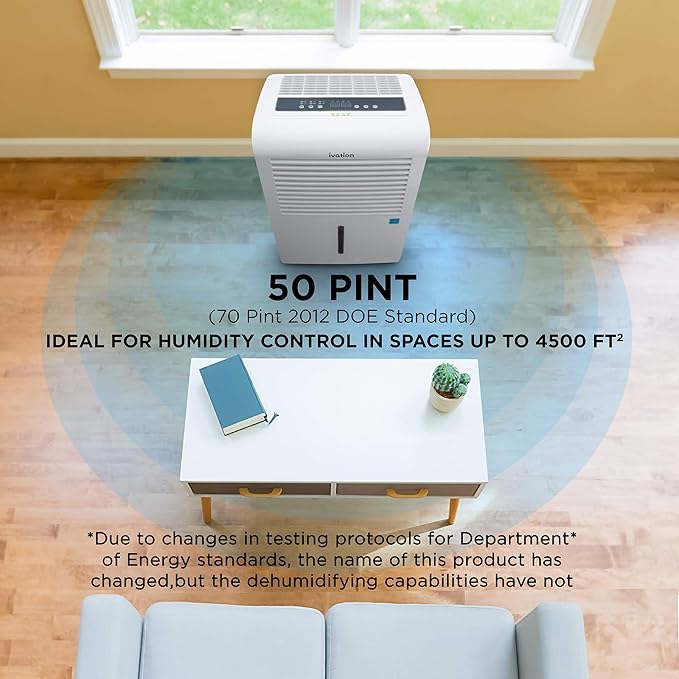 Ivation 4,500 Sq Ft Smart Wi-Fi Energy Star Dehumidifier with App, Continuous Drain Hose Connector, Programmable Humidity, 2.25 Gal Reservoir for Medium and Large Rooms (4,500 Sq Ft) - Image 2