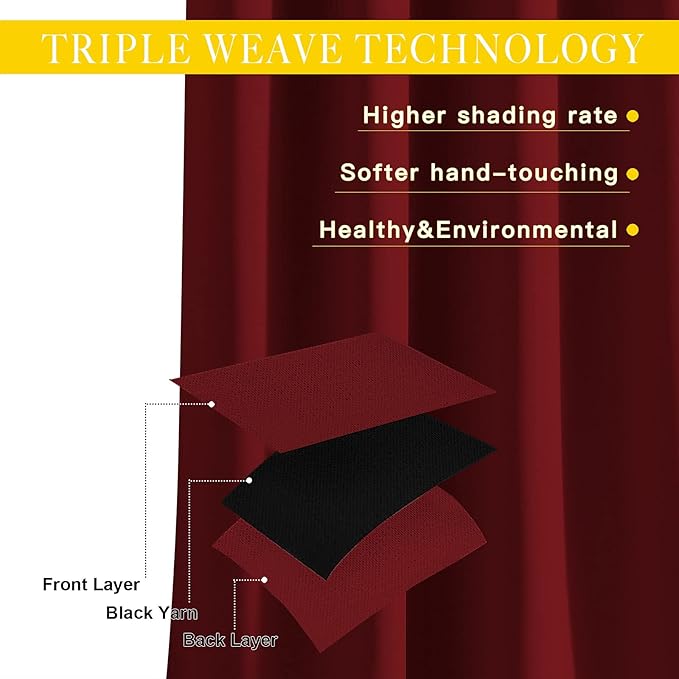 NICETOWN Glass Door Curtain for Windows, Extra Wide Thermal Insulated Curtain Panel Room Darkening Curtain Drape for French Door (Burgundy Red, W80 x L95, 1 Piece) - Image 3