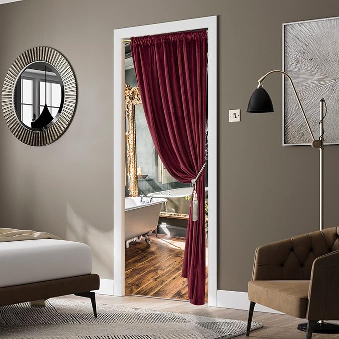 Burgundy Curtains for Bedroom,Blackout Velvet Victorian Room Darkening Insulating Thermal Drapes for Living Room,Back Tab Rod Pocket Single Curtain Panel,52 in Wide by 80 inch Long,Dark Wine Red - Image 8