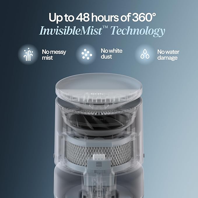 BLUEAIR Room Humidifier - DreamWell - 48Hr Top-Fill Mist-Free InvisibleMist Technology Aroma Stone for Essential Oils and Soothing Mood Lighting - Quiet Operation for Bedroom and Home Use, Grey - Image 5