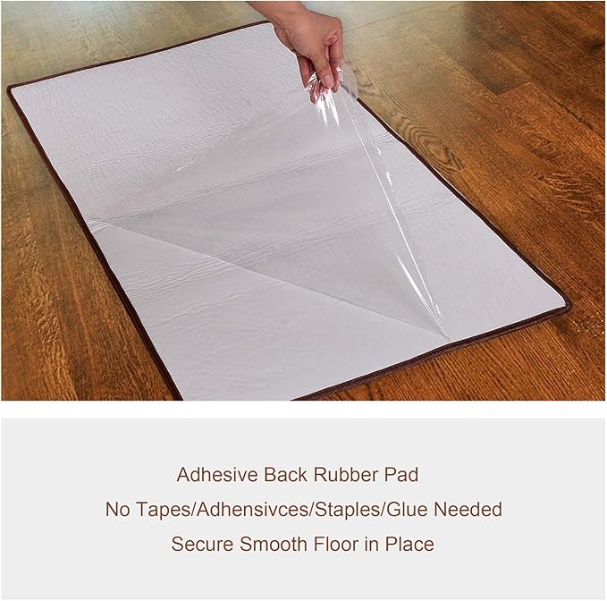PURE ERA Carpet Stair Tread Landing Mat Tape Free Self Adhesive Non Slip Skid Resistant Indoor Doormat Area Rug Floor Mat for Kitchen Bathroom Workstations Washable Rectangle 2' X 3' (Brown) - Image 6