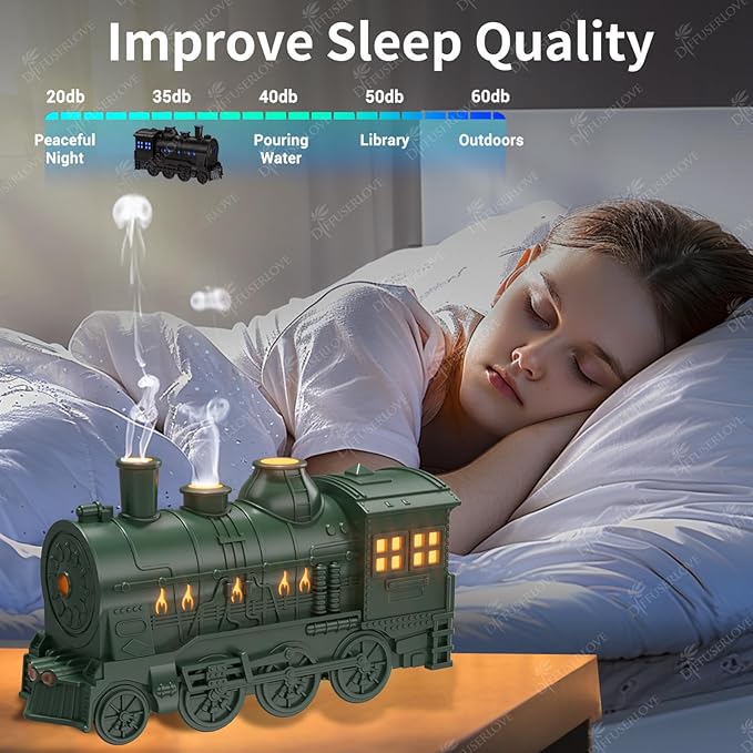 Diffuserlove Essential Oil Diffuser 300ML Train Cool Mist Humidifier Quiet Aromatherapy Diffuser with Night Light for Bedroom Desk - Image 4