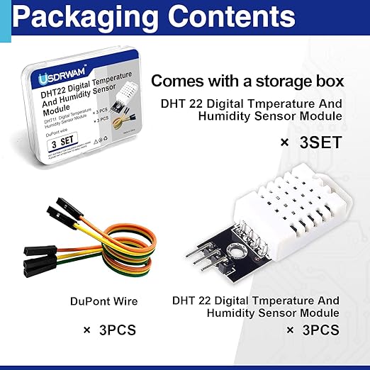 3 Set Digital Temperature and Humidity Sensor Modules, Compatible with DHT22/AM2302, 3.3V–5V Sensors for Arduino with Dupont Wires - Image 3