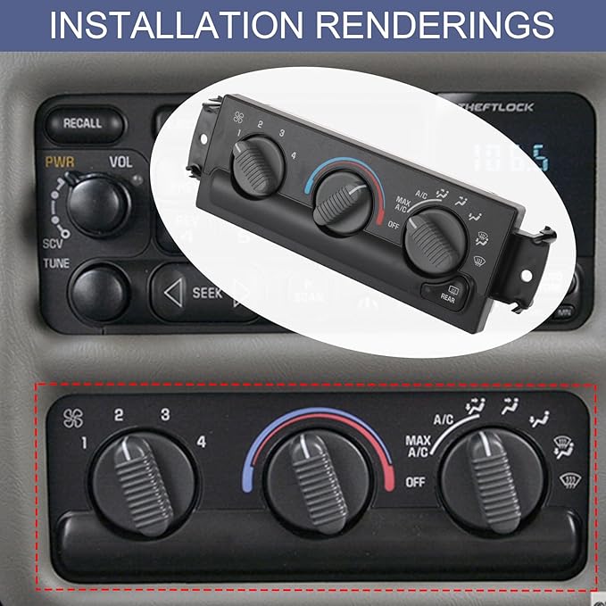 A/C Heater Climate Control Module Compatible with 1999-2005 Chevrolet Blazer 1999-2001 GMC Jimmy 1999-2002 Oldsmobile Bravada Replace# 599-261, 15098966 - Image 4