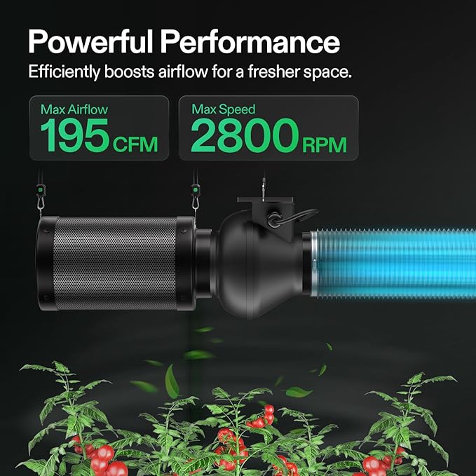 VIVOSUN M4 4-Inch Inline Duct Fan, 195 CFM Ventilation Fan with EC Motor, Adjustable Speed, Energy-efficient Vent Blower for HVAC, Grow Tent, Hydroponics - Image 4