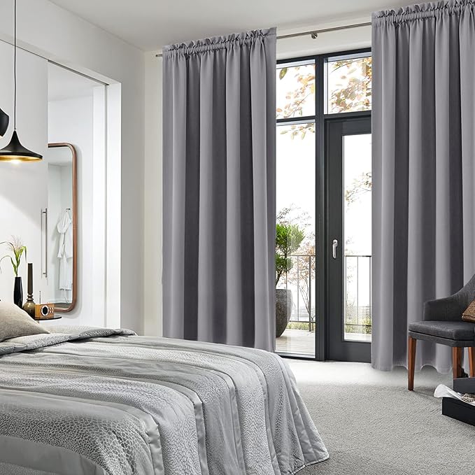 DWCN Grey Blackout Curtains for Bedroom, Thermal Insulated Energy Saving Room Darkening Curtains for Living Room (W60 x L84 inch, Set of 2 Panels, Top of Rod Pocket) - Image 2