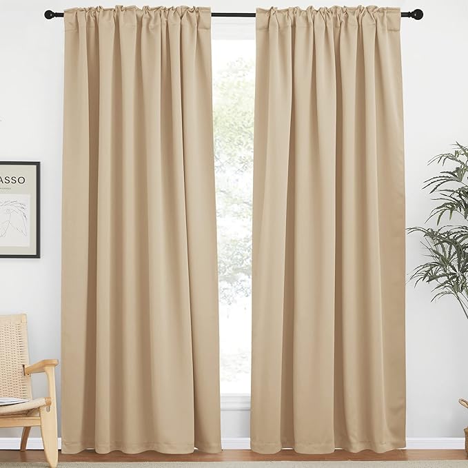 NICETOWN Window Treatment Elegant Curtains - (Biscotti Beige Color) 62 Width X 84, 1 Pair, Curtains and Drapes for Bedroom - Image 2