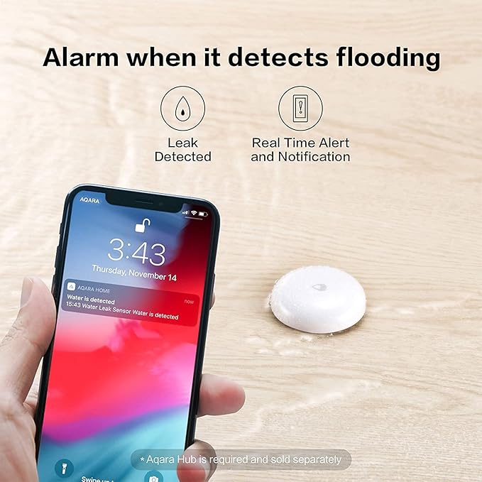 Aqara Water Leak Sensor, Zigbee Wireless Water Leak Detector for Alarm System and Smart Home Automation, Requires AQARA HUB, App Notifications, for Kitchen, Bathroom, Basement, Works with IFTTT - Image 7