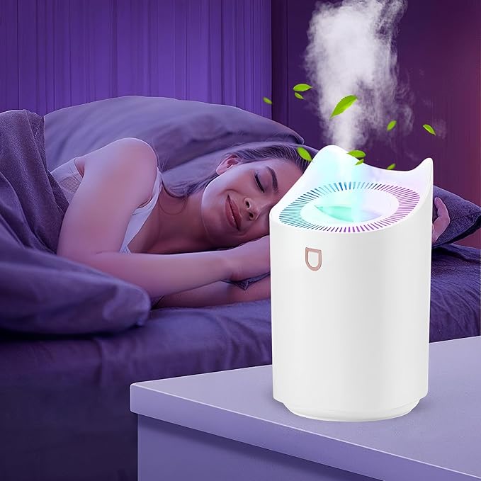 Blingbin Humidifiers for Bedroom, 3L Dual Nozzle Air Humidifiers for Home with Color Changing Night Light, Portable Quiet Cool Mist Humidifier for Baby Plant Office, 3 Mist Modes, Auto Shut Off by Blingbin