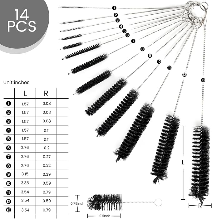 LOVEINUSA Straw Cleaner Brush, 14PCS 8.3 Inch Nylon Tube Brush Set, Bottle Cleaning Brushes for Sippy Cup, Tumbler, Water Bottle, Tight Spaces - Image 2