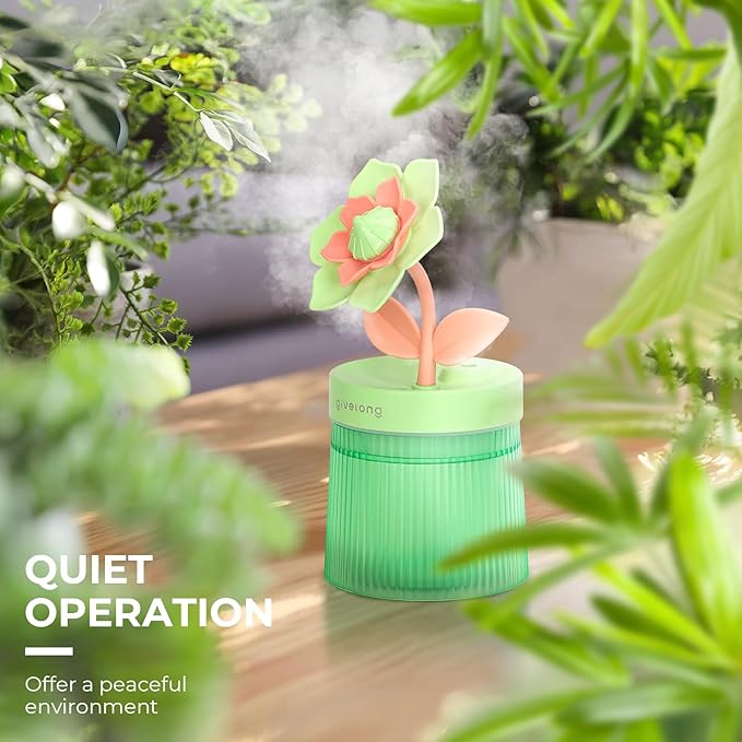 Gardenia Small Humidifier for Plant, Cool Mist Mini Humidifiers for Bedroom, Desk Personal Humidifiers with Diffuser for Indoor Office Car, Portable Humidifier for Travel - Green 260ml - Image 6