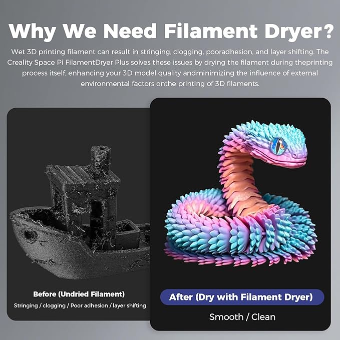 2026 New Official CREALITY Space Pi Filament Dryer Plus, 2 Spools Double 360° 160W PTC Fast Heating 3D Printer Filament Dryer Box, 4''LCD Touch Screen, One-Key Set Filament Drying for PLA PETG ABS TPU - Image 8