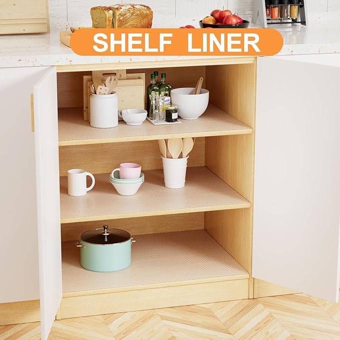 FLPMIX Large Cabinets Shelf Liner: 22" x 300" Clear Waterproof Under Sink Mat - Translucent Easy to Cut Non-Adhesive Cupboard Drawer Liner - Image 2