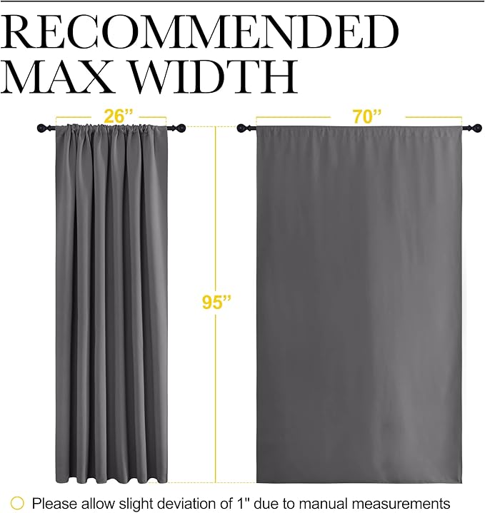 NICETOWN Blackout Curtain Panels for Window - Thermal Insulated Rod Pocket Blackout Drapes/Draperies for Dining Room (2 Panels, W70 x L95 inches, Grey) - Image 7