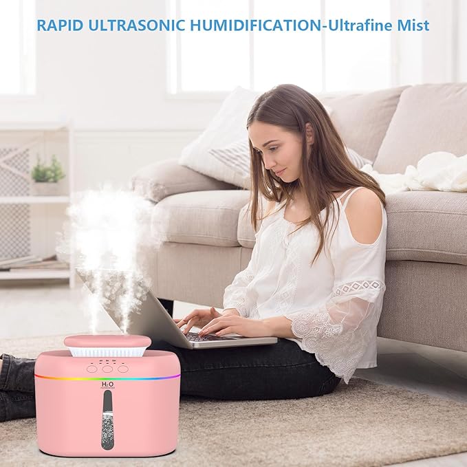 2L humidifiers for bedroom Room Home Ultra-Quiet 28 dB Quiet Supersized Cool Mist Air Humidifier for Baby Nursery，Dual Nozzie，Easy to Clean & Fill, 7 Color NightLight (Light Pink) - Image 2