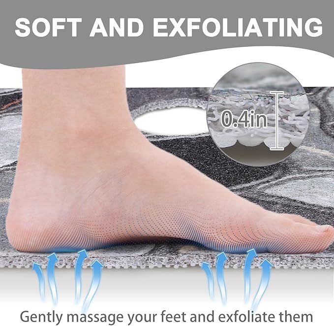 Square Shower Mat Non Slip: 24x24 Inch Extra Large Shower Mats for Inside Shower, Anti Slip Shower Floor Mat, Loofah Shower Stall Mats for Elderly, Non Slip Shower Mat with Drain Hole in Middle - Image 3