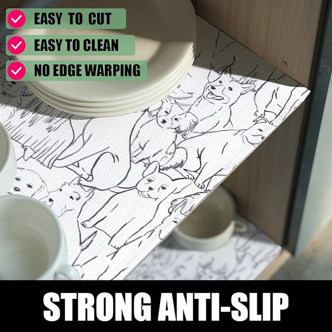 Animal Shelf and Drawer Liner for Cabinets, 12IN x 20FT Non-Adhesive and Strong Non-Slip Dog Shelf Cabinet Drawer Liners for Kitchen, Waterproof Cupboard Liners,Easy to Clean - Image 3