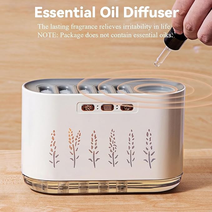 5 Nozzle Music Sync Humidifier Diffuser, RGB LED Light Show with 22 Colors & Voice Activated Mode, 700ml Cool Mist Aroma Essential Oil Diffuser for Home, Bedroom, Office, Yoga (White) (White) - Image 5