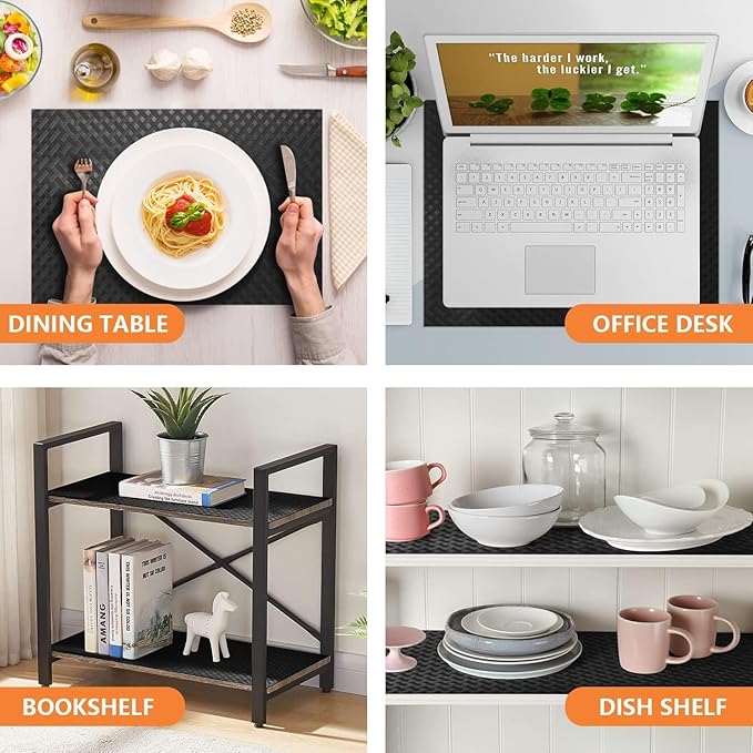 Black Shelf Liners for Kitchen Cabinets Refrigerator Liners Waterproof & Oil-Proof Kitchen Cupboard Liner Non-Slip Drawer Mats EVA Material Non Adhesive Fridge Liner for Shelves 35.4 x 236.2 Inches - Image 2