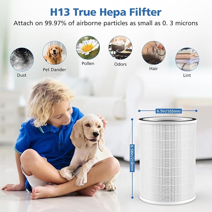 True HEPA KILO Filter For Afloia KILO, KILOPLUS, KILOPRO, MIRO, MIRO PRO and for MORENTO MR-Kilo, Kalo Air Purifier, 360° 3-Stage Filtration for Home Bedroom Large Room Odor Dust Pollen Smoke, 2 Pack - Image 4