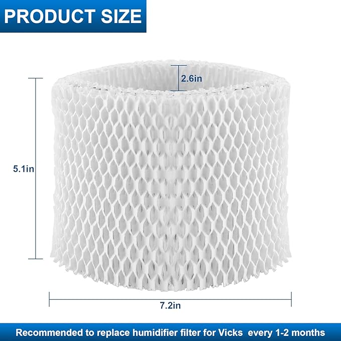 WF2 Humidifier Filter Replacement for Vicks V3500 V3100 V3900 V3700 VEV320,Kaz 3020 & Re-Lion WA-8D Cool Mist Humidifiers,Pack of 6 by TOMOON - Image 7