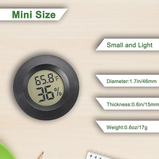 Reptile Thermometer and Humidity Gauge Digtal Terrarium Thermometer Circular Bearded Dragon Cage Accessories Reptile Temp and Humidity Gauge for Leopard Gecko Hermit Crab Gecko Lizard Etc 4pc - Image 2