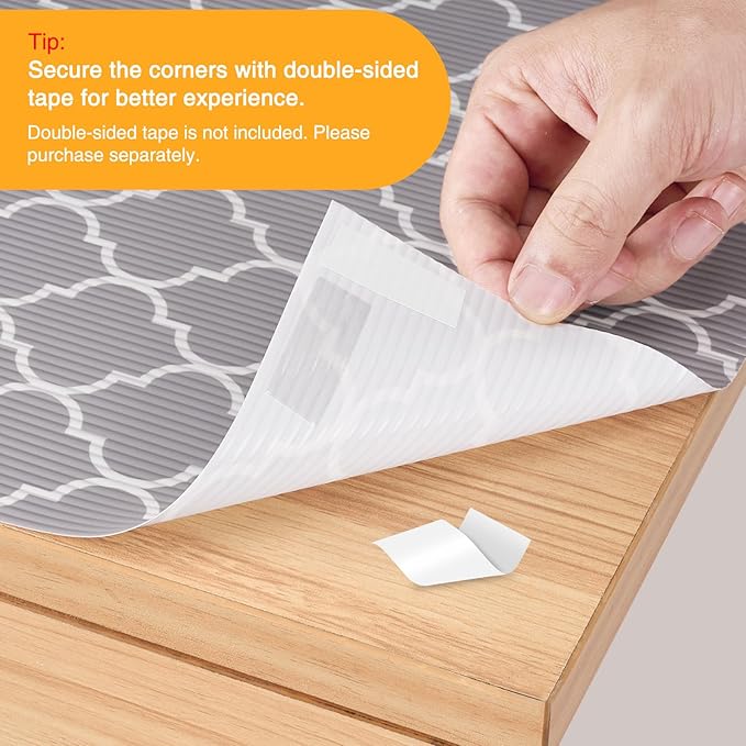 Glotoch 2 Rolls Non Adhesive Shelf Liners for Kitchen Cabinets, Waterproof Drawer Liners for Kitchen, Non Slip Cabinet Liners for Shelves/Dresser/Refrigerator/Bathroom, 17.5" x 30 FT, Gray - Image 3