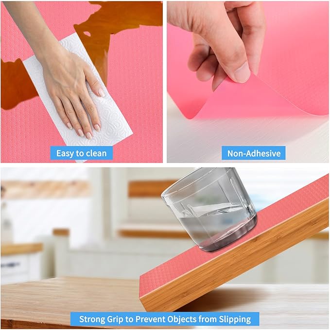 Bloss Shelf Liners, Non Adhesive EVA Drawer Mat Liners Roll for Bathroom, Kitchen, Desks, Deco Shelves 17.7×59 inch-Pink - Image 5
