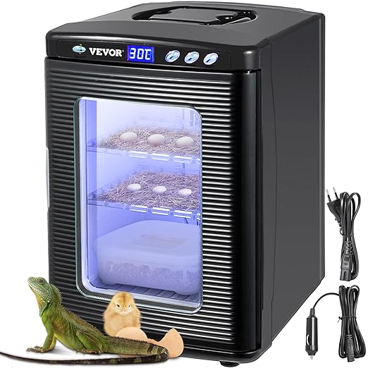 Happybuy Black Reptile Incubator 25L Scientific Lab Incubator Digital Incubator Cooling and Heating 5-42°C Reptile Egg Incubator 12V/110V Work for Small Reptiles by Happybuy