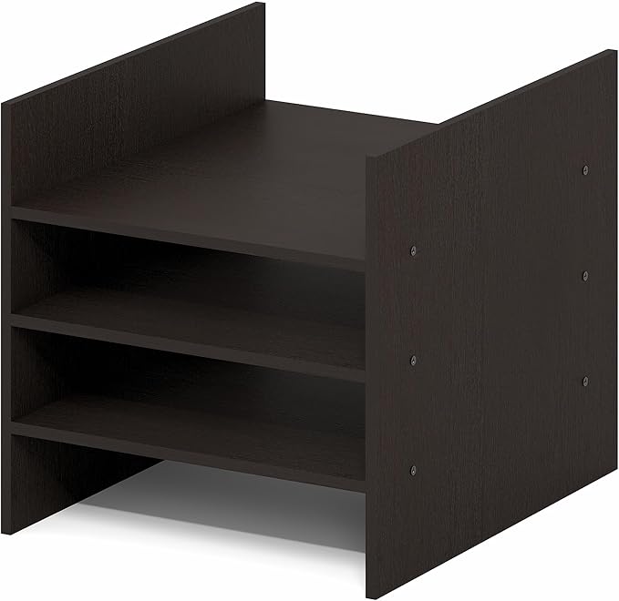Furinno Cubicle Cube Insert, 3-Shelf Cube Organizer, 3-Tier Shelf Accessory, Fits into Furinno Triple Thick Cubes, IKEA Kallax, for Organizers and Storage, Black Dark Oak - Image 11