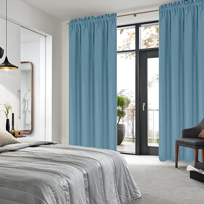 DWCN Blackout Curtains for Living Room Thermal Insulated, Energy Saving & Noise Reducing Bedroom Curtains, Stone Blue, W 42x L 72 Inch, Set of 2 Rod Pocket Curtain Panels - Image 2