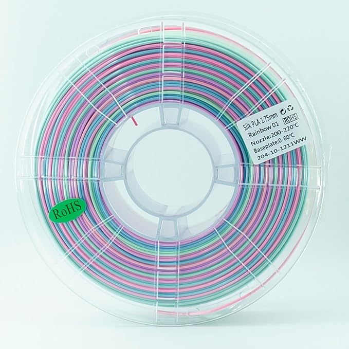 Rainbow PLA Filament, Multicolor Gradient Silk PLA Filament, Dimensional Accuracy +/- 0.02 mm, 1kg Spool(2.2lbs), 1.75 mm, Rainbow Memphis - Image 7