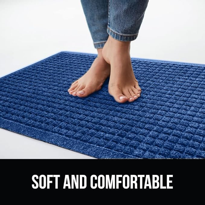 GORILLA GRIP Front Door Mat, 47x35, Indoor Outdoor Ultra Absorbent HydroAbsorb Doormat, Absorbs Up to 6 Cups of Water, Stain and Fade Resistant, Rubber Backing Doormats, Captures Dirt, Blue - Image 8