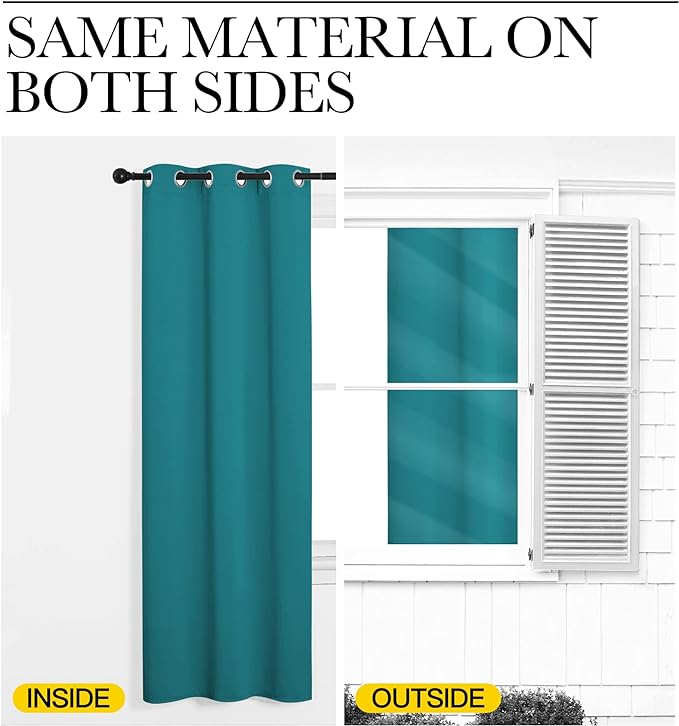NICETOWN Room Darkening Curtains 108 inch Length 2 Panels, Peacock Teal, 2 Pieces, W55, Thermal Insulated Grommet Blackout Curtains for Modern Casual Elegant Bedroom Kids Room Theme Decoration - Image 6