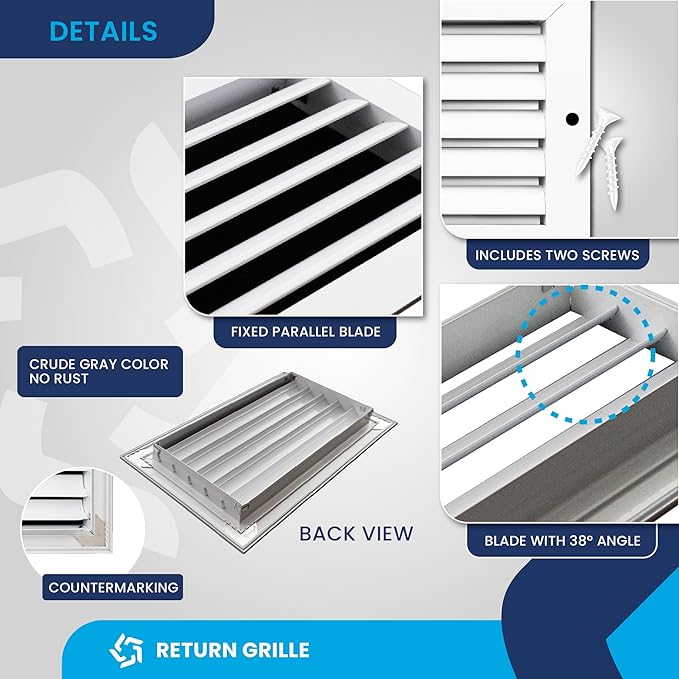 12x6 Inch (Duct Opening) Air Return Vent Cover Decorative – Premium Aluminum AC Vent Cover for Ceiling & Wall, Rustproof Grille, Ideal for Home HVAC Grille, Durable & Easy to Install by ACLAMINAIRE - Image 9