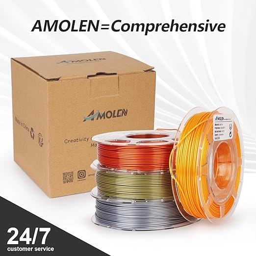 AMOLEN PLA 3D Printer Filament PLA Filament 1.75mm Silk Filament Bundle,Gold, Silver,Bronze, Red Copper,3D Printing Filament Bundle, 200gX 4 Spools - Image 5