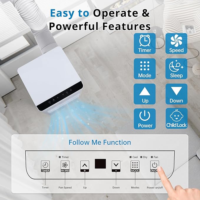 GarveeLife 8000 BTU Portable Air Conditioner - 3-in-1 Cooling, Dehumidifier & Fan - Cools up to 350 Sq.Ft - Low Noise, 24H Timer, Remote Control, Window Kit - Ideal for Bedroom, Living Room, Office - - Image 4