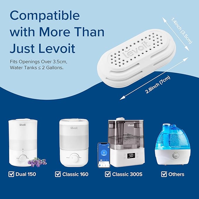LEVOIT 3-Pack Humidifier Demineralization Cartridge, Compatible with All LEVOIT Top Fill Humidifiers, Calcium and Magnesium Ion Softening, Ultrasonic Welding Design, APP Reminder, White - Image 5