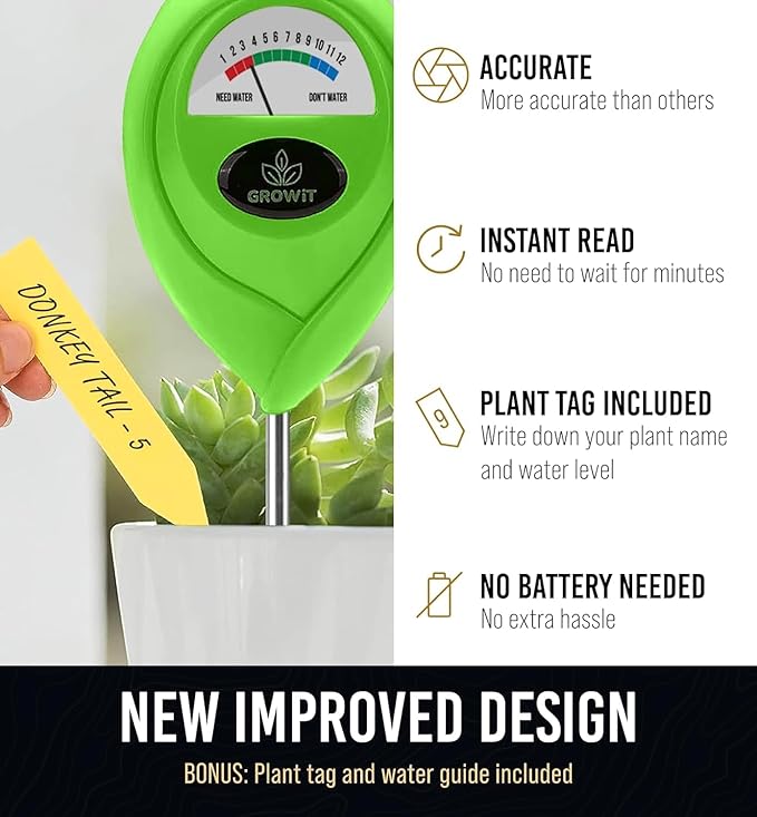 GROWIT Soil Moisture Meter for Plants - Plant Moisture Meter for House Plants | Hydrometer for Plants | Plant Moisture Meter Houseplants | Water Tester for Plants | Farming Plants (Pack of 2) - Image 2
