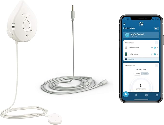 Flo by Moen Smart Water Detector, 1-Pack with Leak Sensing Cable (6-ft) by Moen