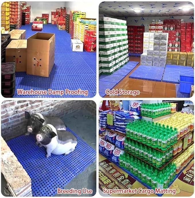 LNNW Plastic Pallet Warehouse Pallet Pet Moisture Barrier Cargo Storage Matting for Garage Supermarket, 1 Pack Floor Pallets for Garage Supermarket Basement(Light Gray,100x60x3cm) - Image 6