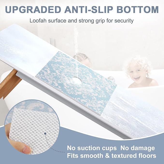 Square Shower Mat Non Slip: 24x24 Inch Extra Large Shower Mats with Drain Hole in Middle -Anti Slip Shower Mats for Inside Shower -Loofah Shower Floor Mat Bath Mat for Shower Stall Bathtub Elderly - Image 4