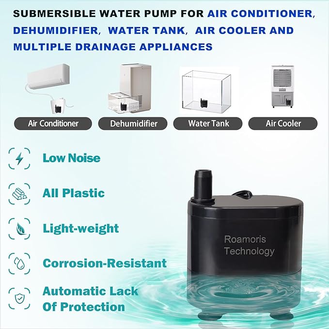 Small Pump With Level Sensor,5 FT Drain Lift,Large Volume,110V Automatic Submersible Water Pump Mini HAVC Condensate Pump For Dehumidifier,Air Conditioner, Ice Maker, Furnace,Air Cooler,PM02 - Image 5