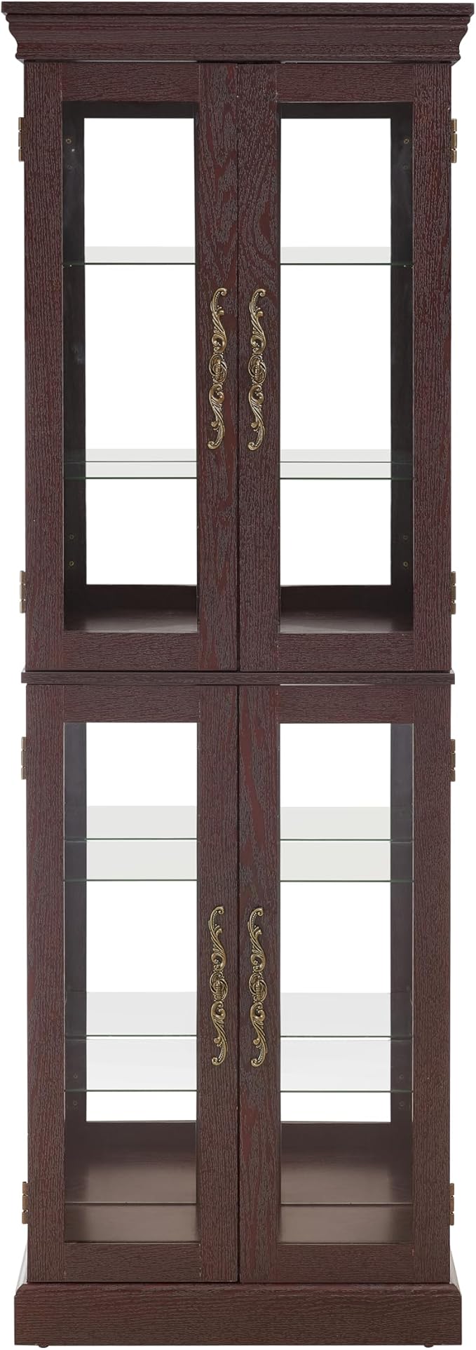 Lighted Glass Curio Cabinet with Lights & Adjustable Shelves,Curio Display Cabinet with Wood Frame,Corner Cabinet for Kitchen,Living Room,Office(Free Standing,Light Bulb Include) - Image 5